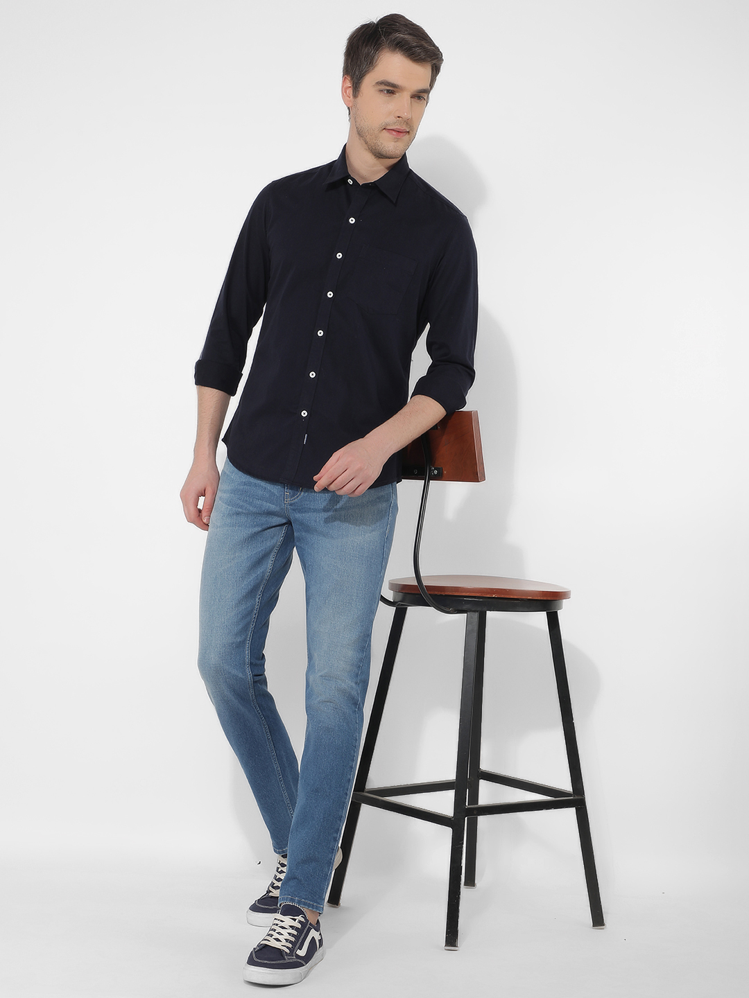 Numero Uno Men Solid Navy Shirt